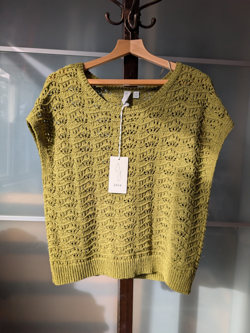 🔖NWT Joie Olive Green Knit Short-Sleeve Knit Sweater - Large